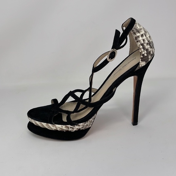 Alexandre Birman Shoes Heels Sandals Python Snakeskin Black Suede Leather 9.5 - Picture 14 of 14